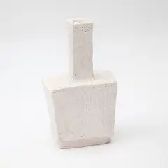 Potter Unknown, Bottle vase, white painted unglazed ceramic with textured surface