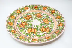 Caltagirone Andolina, Impressive large hanging platter, ceramic decorated with pomegranate leafy branches