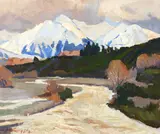 Sydney Lough Thompson, View of the Southern Alps, oil on board