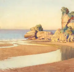 Nugent Welch, Untitled – View of the Beach with Rocky Outcrop, watercolour