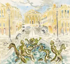 Richard Crisp, The Town Square, watercolour