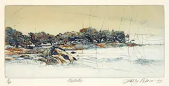 Waitoitoi by Stanley Palmer, bamboo engraving, 4/60, sold Feb 2024