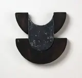 Julia Morison, Codex 47, iridescent acrylic paint and ash on shaped timber