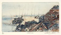 Tokerau by Stanley Palmer, bamboo engraving, 4/60, sold Feb 2024