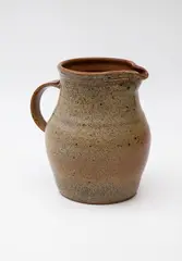 Stoneware jug by Len Castle, with matt mottled grey, brown and black glaze, sold Feb 2024