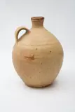Len Castle, Large stoneware flask, matt tan glaze, strap handle