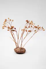 Sedge grass holder by Len Castle, stoneware with umber pigment wash, multiple apertures to the top, sold Feb 2024