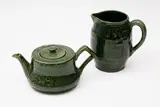 Luke Adams, Green glazed teapot and barrel jug