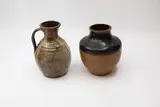 New Zealand Studio Pottery, Stoneware vase and jug, various glazes and decorations