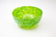 Garry Nash, Rolled crushed chip green bowl, blown glass