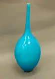 Peter Collis, Large blue floor vase, with ovoid body and tall spire neck, in a vibrant turquoise crackle glaze
