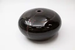 Potter Unknown, Squat orb vase, with iridescent dark brown glaze