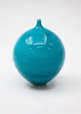Peter Collis, Small orb vase, with crackle turquoise glaze
