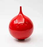 Peter Collis, Red spire orb vase, impressed potter's mark to the base