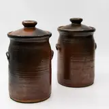 Potter Unknown, Two stoneware lidded jars