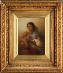Nicholas Chevalier, South Sea Beauty, oil laid down on card