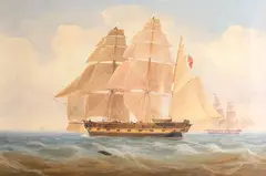 William Clark, ‘The Malabar’, a Merchant vessel, oil on canvas