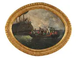 Robert Dodd, The Mutineers turning Lieutenant Bligh and the officers adrift from the HMS Bounty, oil on canvas laid down on board