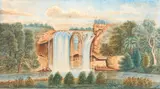 Colonel Charles Emilius Gold, Keri - Keri Waterfall near Waitangi, Bay of Islands, Province of Auckland, New Zealand, watercolour (1847-1848)