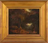 Albin Martin, Imperial Troops Camp in the New Zealand Bush (1860), oil on canvas