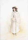 Commander Richard A. Oliver, Jane Grey, Auckland, wearing a feather cape, watercolour, 1851