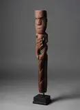 Carver Unknown, Tekoteko Figure, carved Totara wood and pāua shell