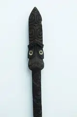 Taiaha, Fully finely carved fighting staff, Y No’d twice Y22371 & 91939