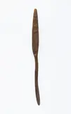Ketu, Early 19th century agricultural tool, carved wooden paddle shaped tool, used to loosen soil around plants, abrasions to point of the digging end