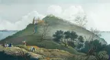 De Sainson, Vue de Kahouwera. Village fortifi’e a la abaie des iles (Nouvelle Zélande)
