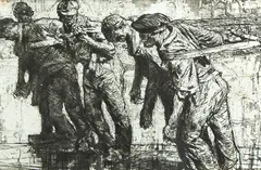 Frank Brangwyn, The Tow Rope, drypoint etching (1906)