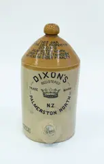 Dixons, Two-gallon stoneware jar, Palmerston North, with tap hole