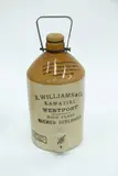 R Williams and Co., Two-gallon stoneware jar, Kawatiri, Westport, with tap