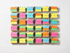 Rebecca Baumann, Automated Colour Field (Variation II), 18 flip clocks, laser cut paper and batteries, edition of 5 (2013)