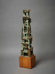 Guy Ngan, Bronze Tower No. 5, cast bronze on original timber base, unique