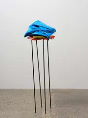 Polychrome Stack by Helen Calder, enamel paint skins and steel plinth, offered Nov 2023