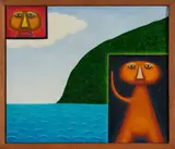 Michael Illingworth, Tawera and Deity with Island, oil on canvas