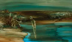 John Walsh, Hemi happens upon a gathering of Manaia, oil on board