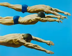 The Divers by Michael Smither, oil on board, offered Nov 2023