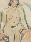 Seated Female Nude by Toss Woollaston, watercolour, offered Nov 2023