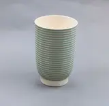 Keith Murray for Wedgwood, Rare tall two-tone slip cylindrical vase