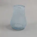 Keith Murray for Royal Brierley, Small blue glass pear-shaped vase, with bubble air inclusions