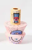 Limited edition 'Infocidio (Information Overload)' Ceramicomix vase by Italy Marco Zanini and Massimo Giacon for Bitossi, designed in 1996, part of a collaborative collection by Sottsass Association / Memphis Milano alumni Marco Zanini & Mass, sold Oct 2023