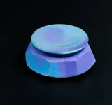 Andrew Thompson, Lidded box, earthenware with matte lilac blue glaze on the exterior and turquoise blue on the interior