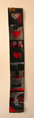 Malcolm Harrison, Mortal Angels, quilted banner with embroidered and appliquéd fabrics