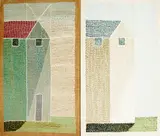 Malcolm Harrison, House, embroidery mounted on board, diptych