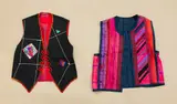 Lucy Goffin & unknown maker, Wearable art (Two waistcoats), various fabrics, cut-work, appliqué, embroidery