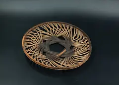 Round dish (five pointed star) by Ruth Castle, fine rattan, sold Oct 2023