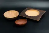 Trio of bowls by Gael Montgomerie and other Richard Raffan, carved wood (sycamore and pohutukawa), pohutukawa bowl by unknown maker, sold Oct 2023
