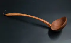 Levi Borgstrom, Ladle, carved wood with leather band