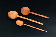 Three spoons by Levi Borgstrom, carved wood, sold Oct 2023